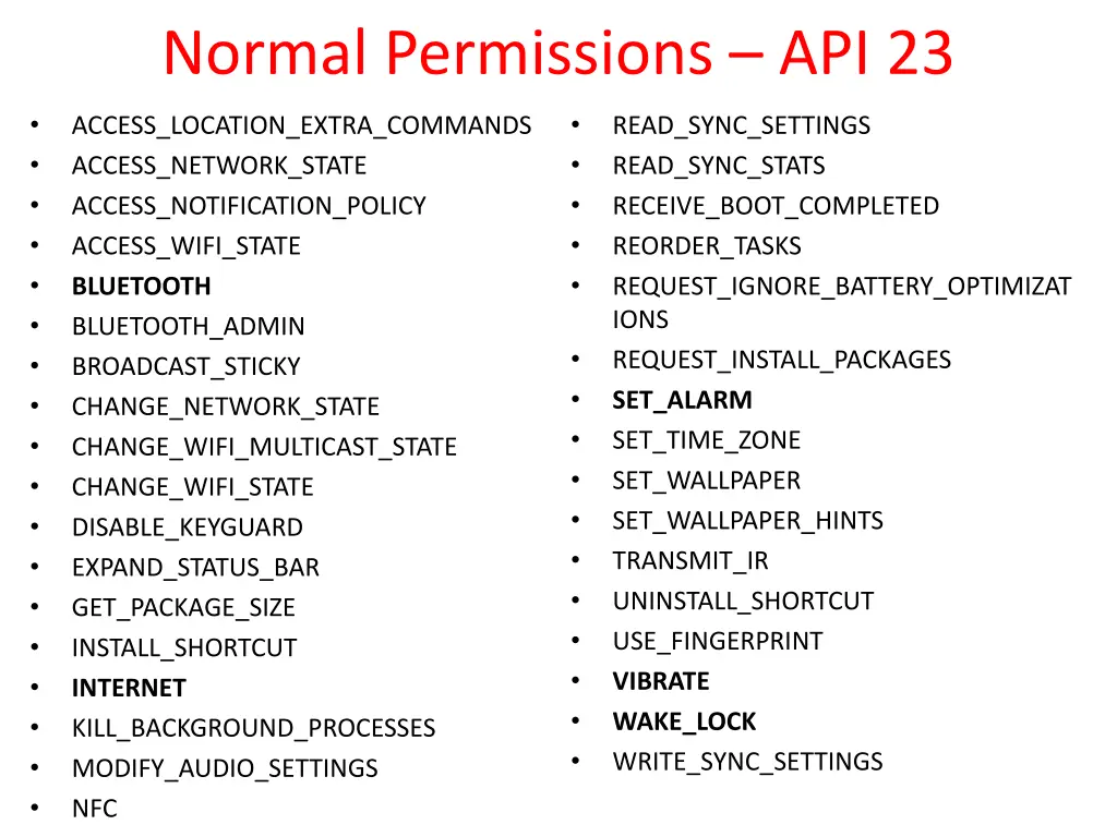 normal permissions api 23