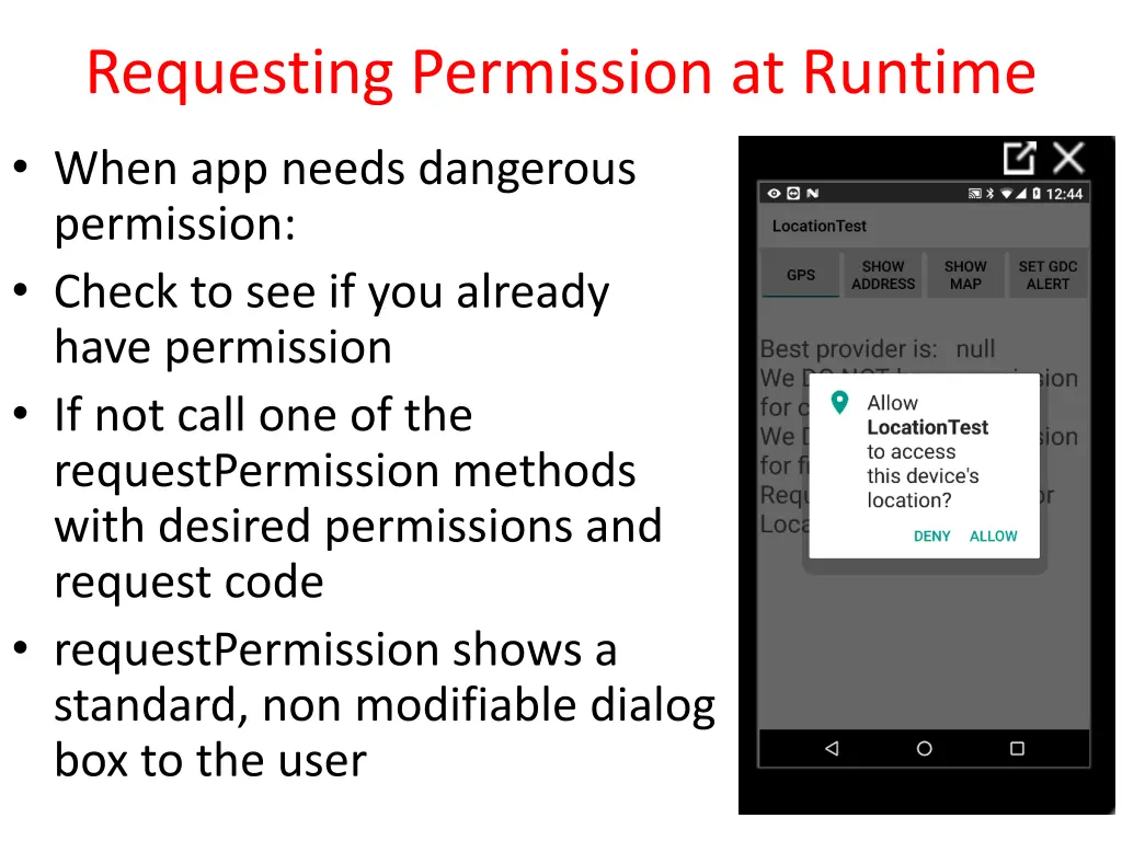 requesting permission at runtime