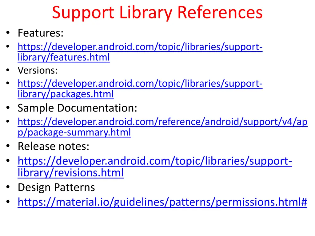 support library references features https