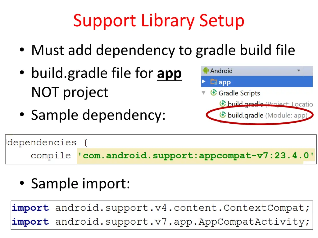 support library setup