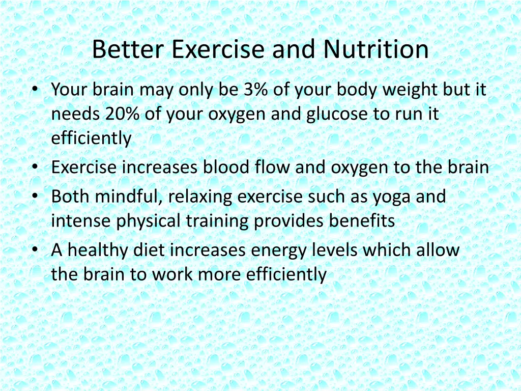 better exercise and nutrition