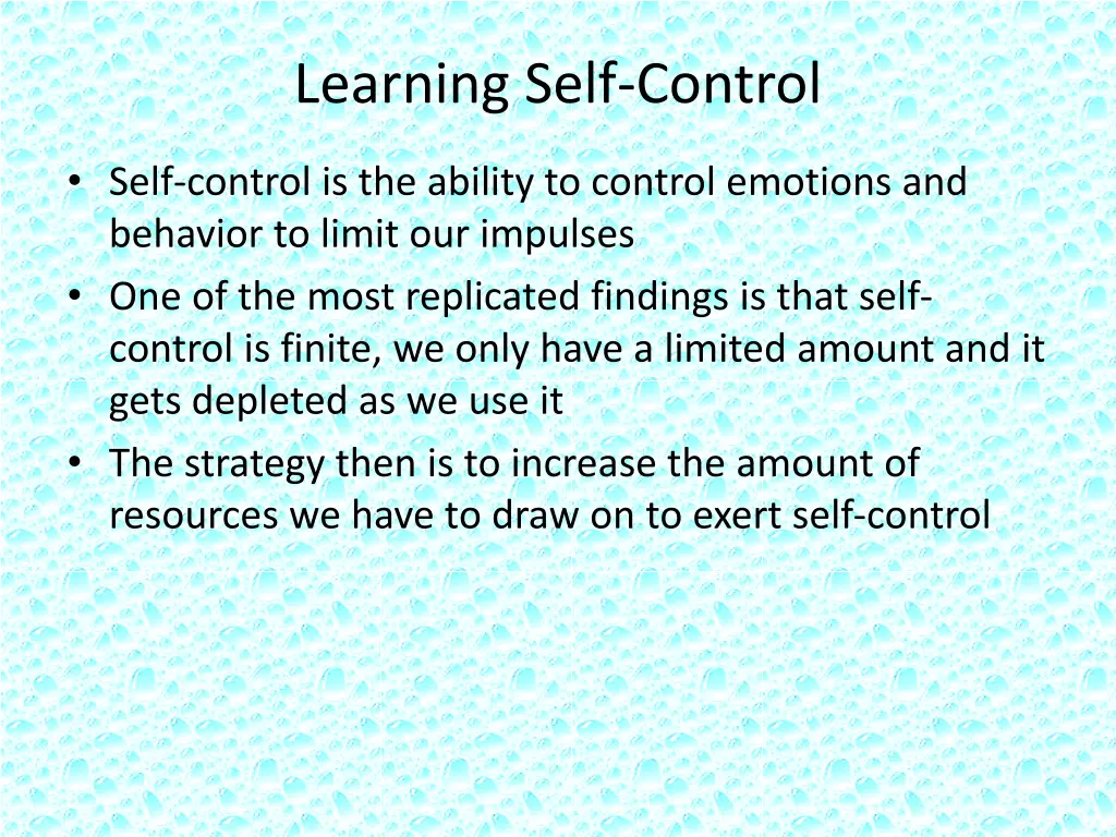 learning self control