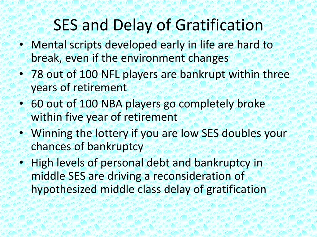 ses and delay of gratification mental scripts