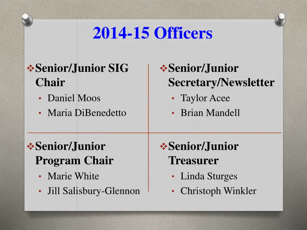 2014 15 officers