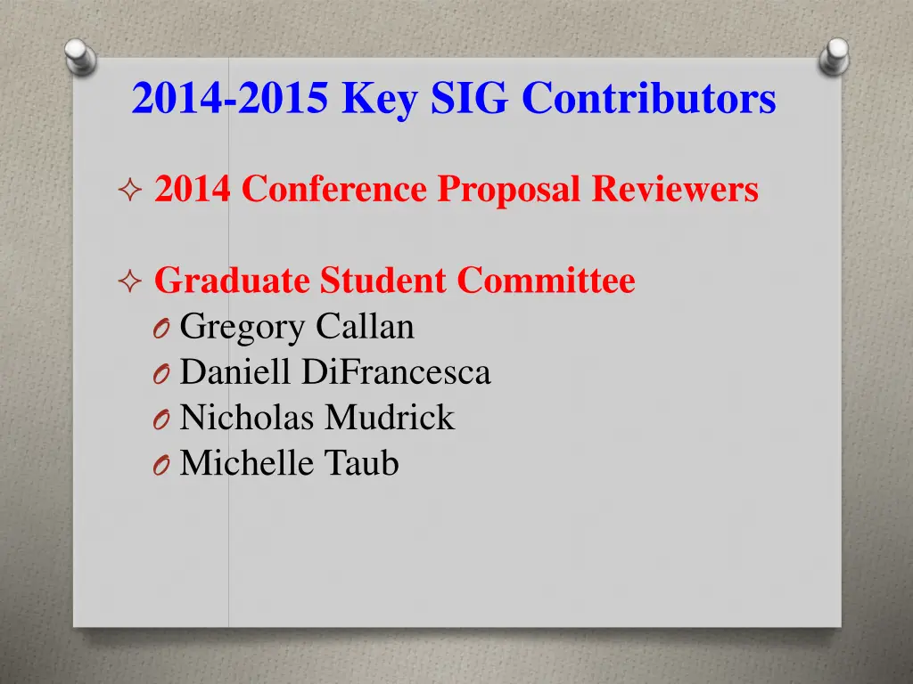 2014 2015 key sig contributors