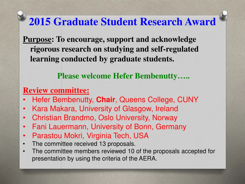 2015 graduate student research award
