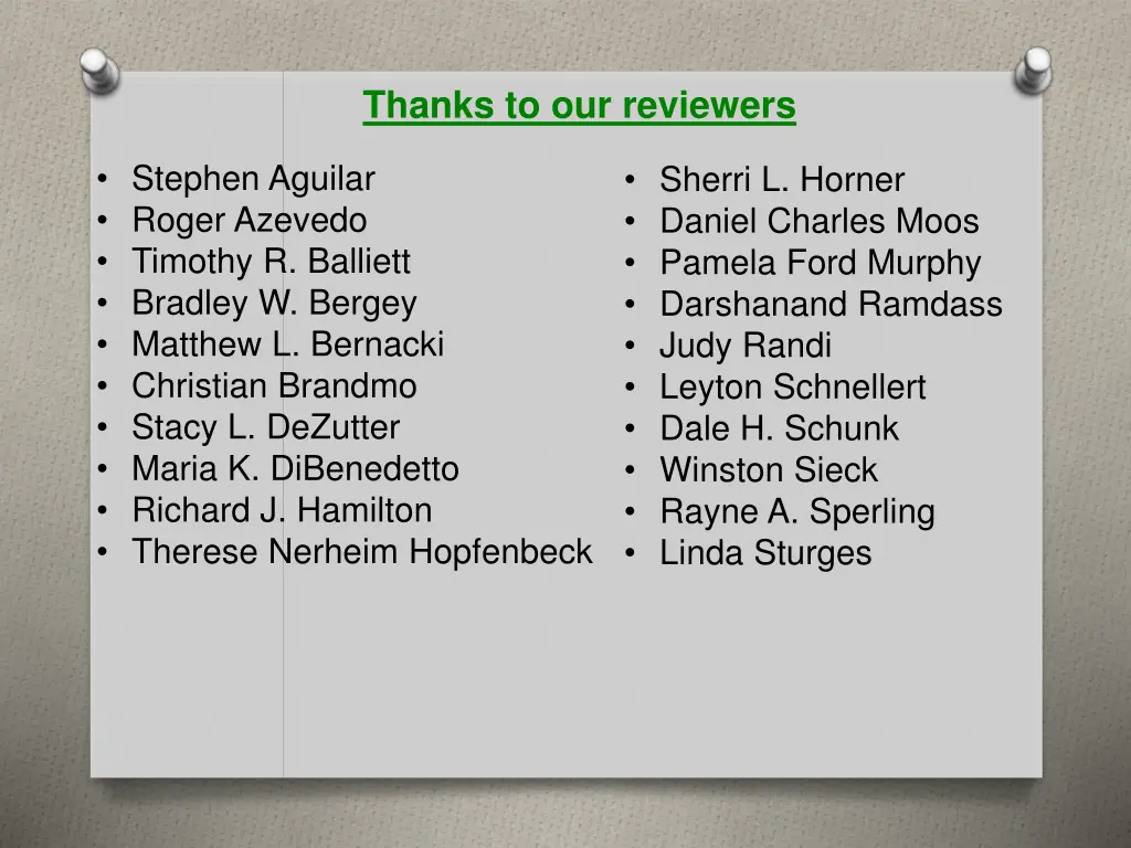 thanks to our reviewers