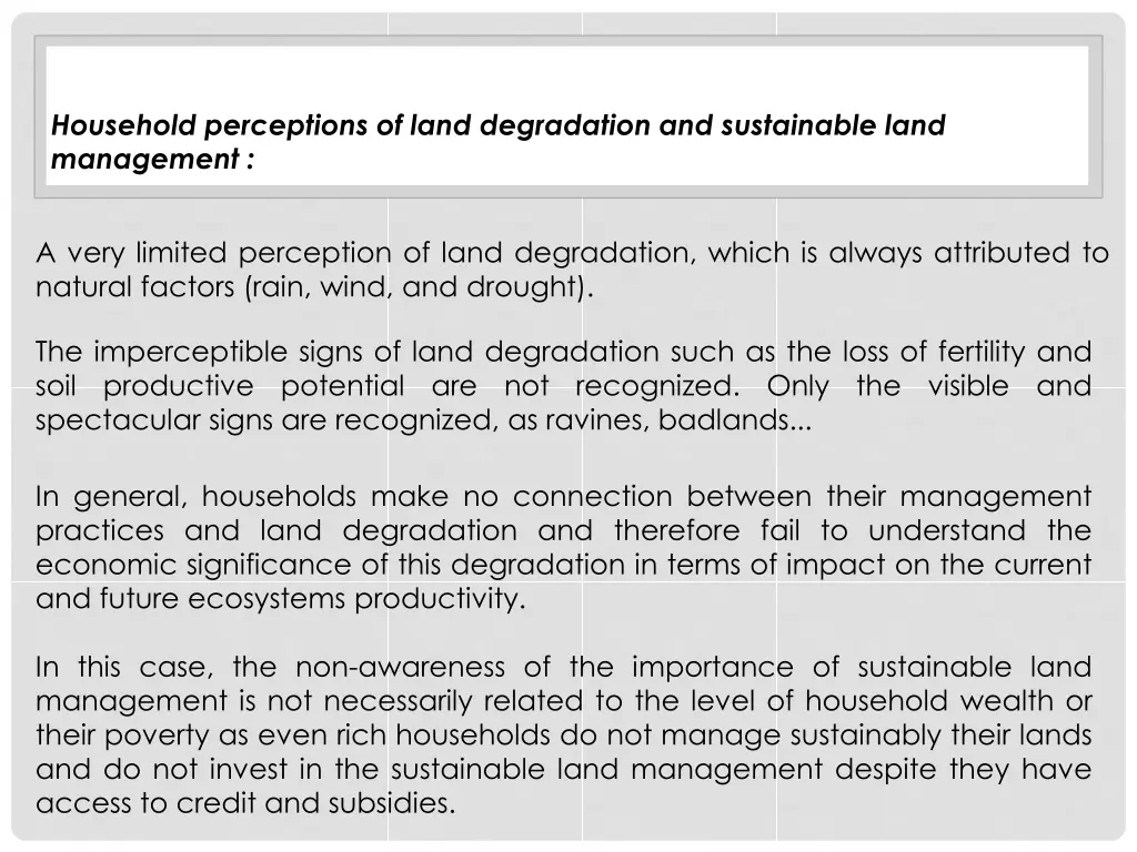 household perceptions of land degradation