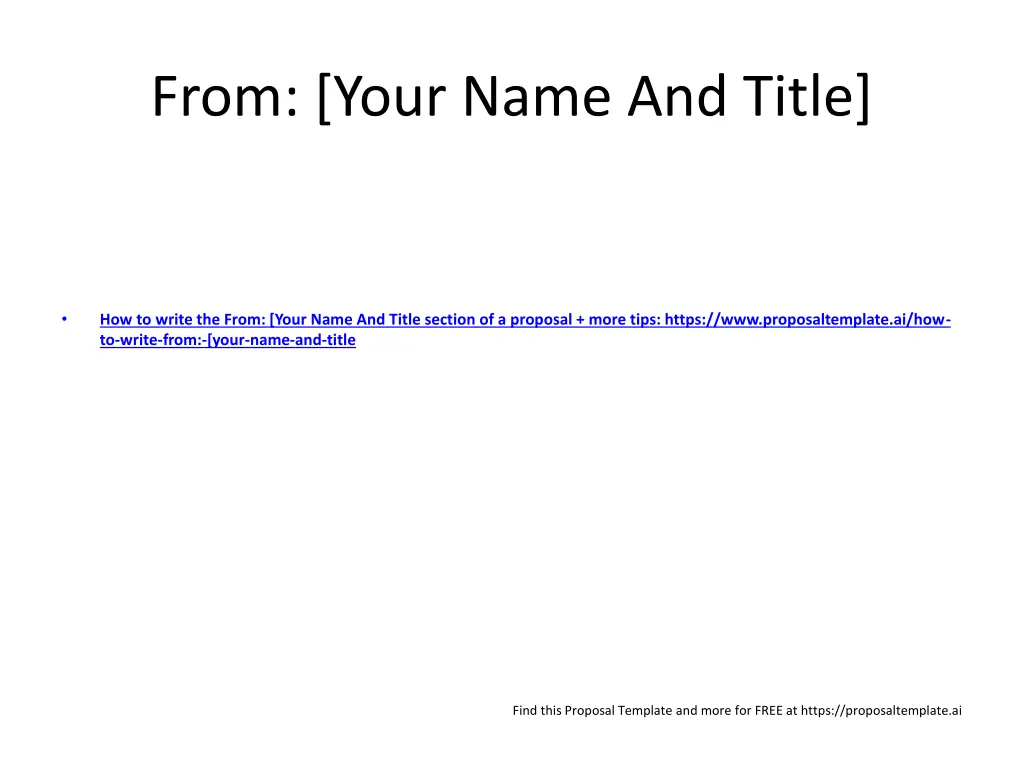 from your name and title