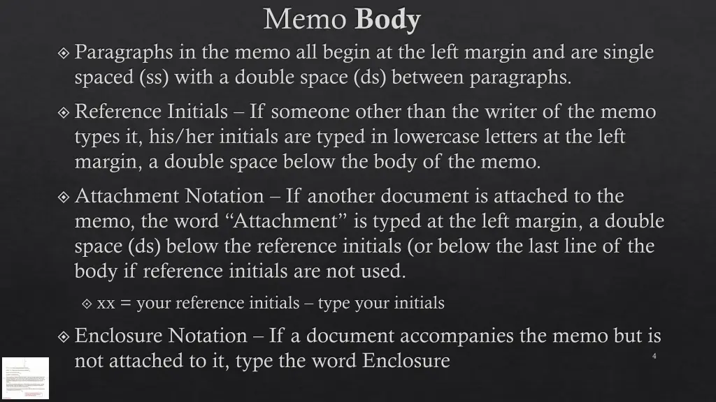 memo body