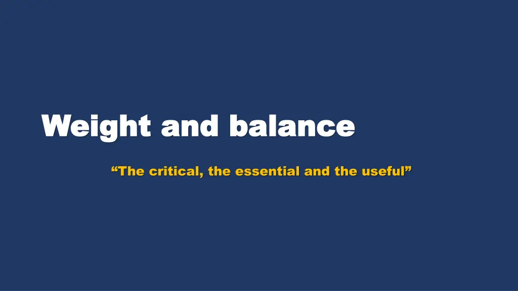 weight and balance weight and balance