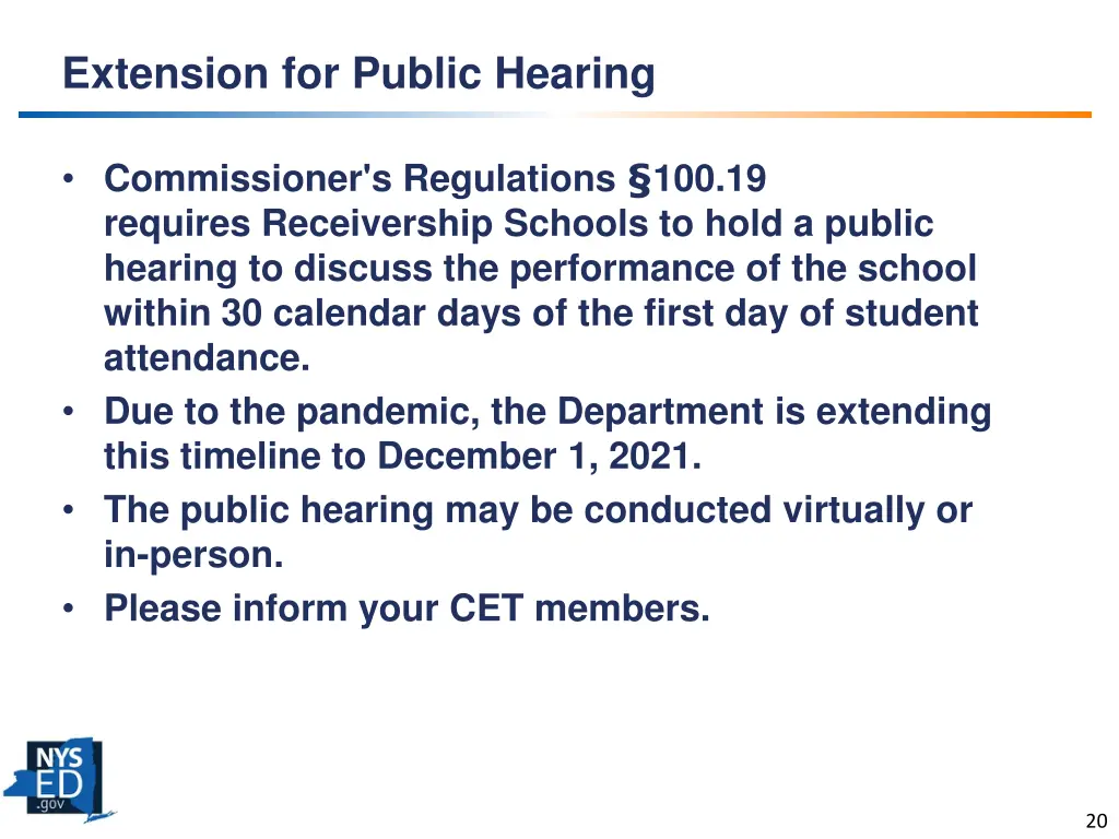 extension for public hearing
