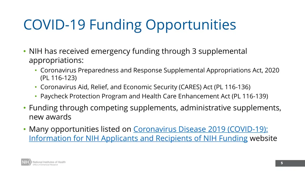 covid 19 funding opportunities