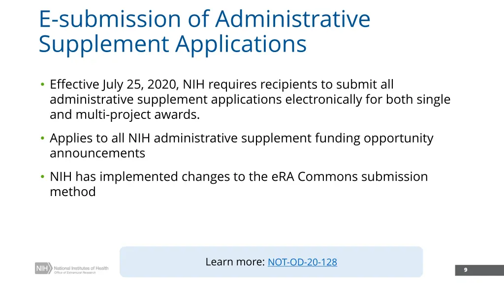 e submission of administrative supplement