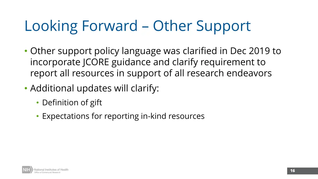 looking forward other support