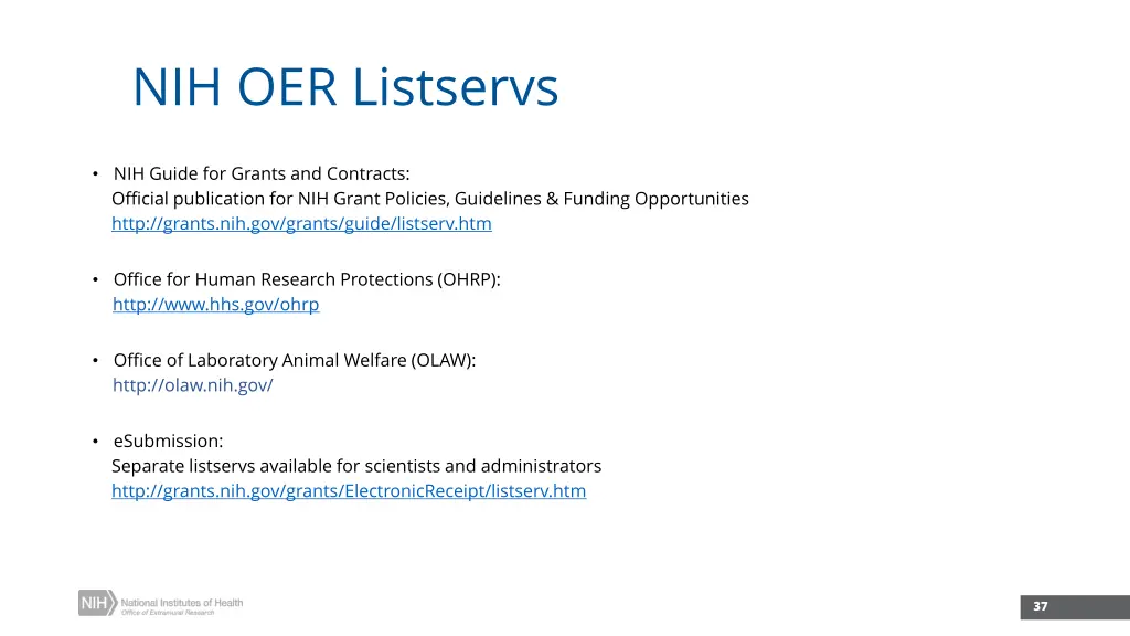 nih oer listservs