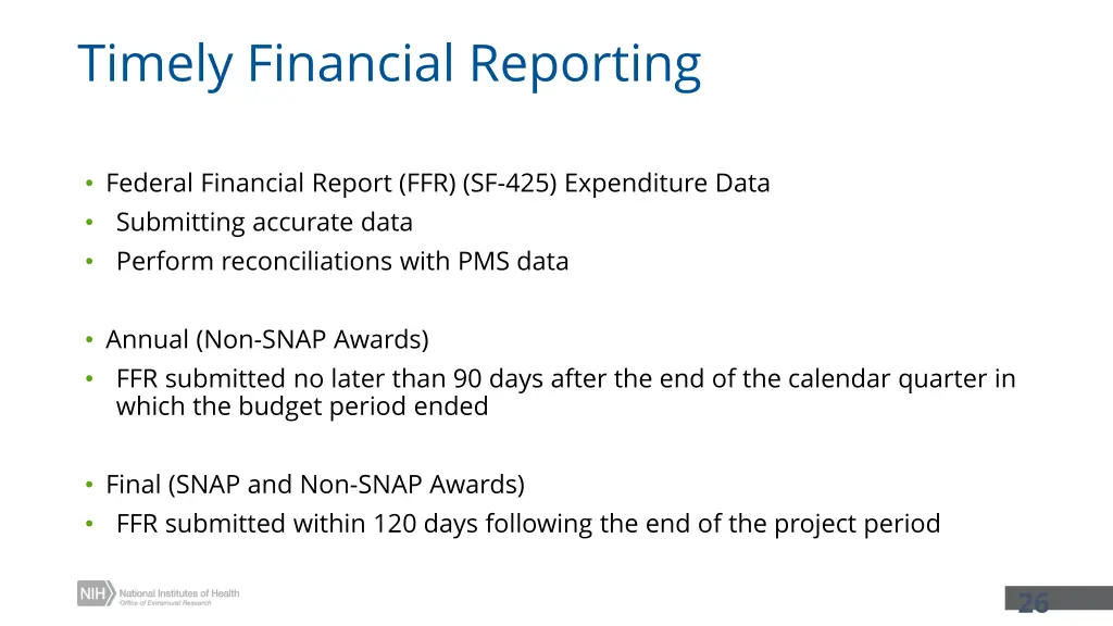 timely financial reporting