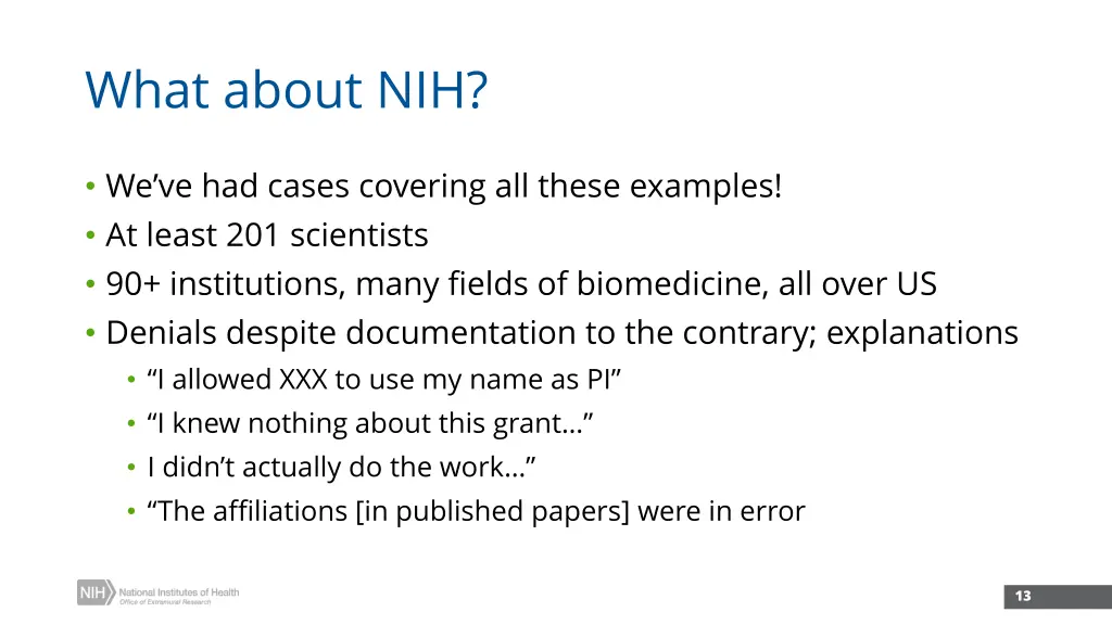 what about nih