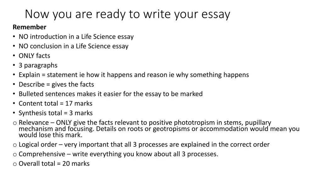 now you are ready to write your essay remember