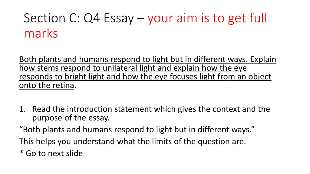 section c q4 essay your aim is to get full marks