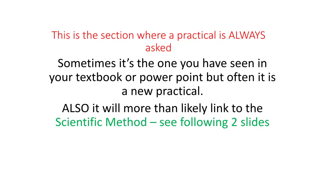 this is the section where a practical is always