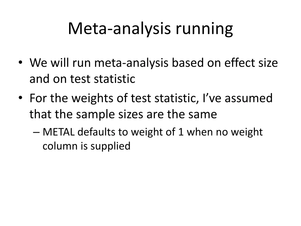 meta analysis running