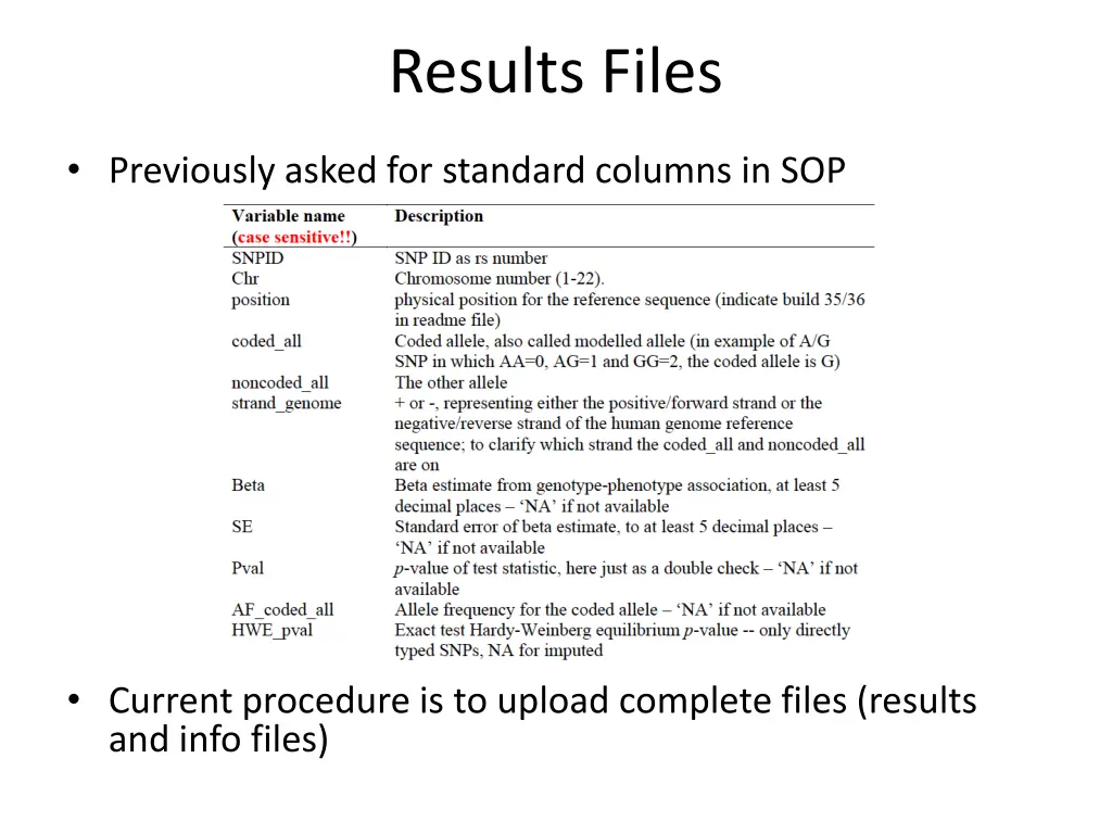 results files