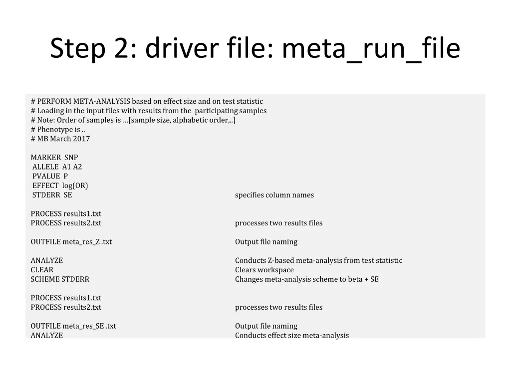 step 2 driver file meta run file