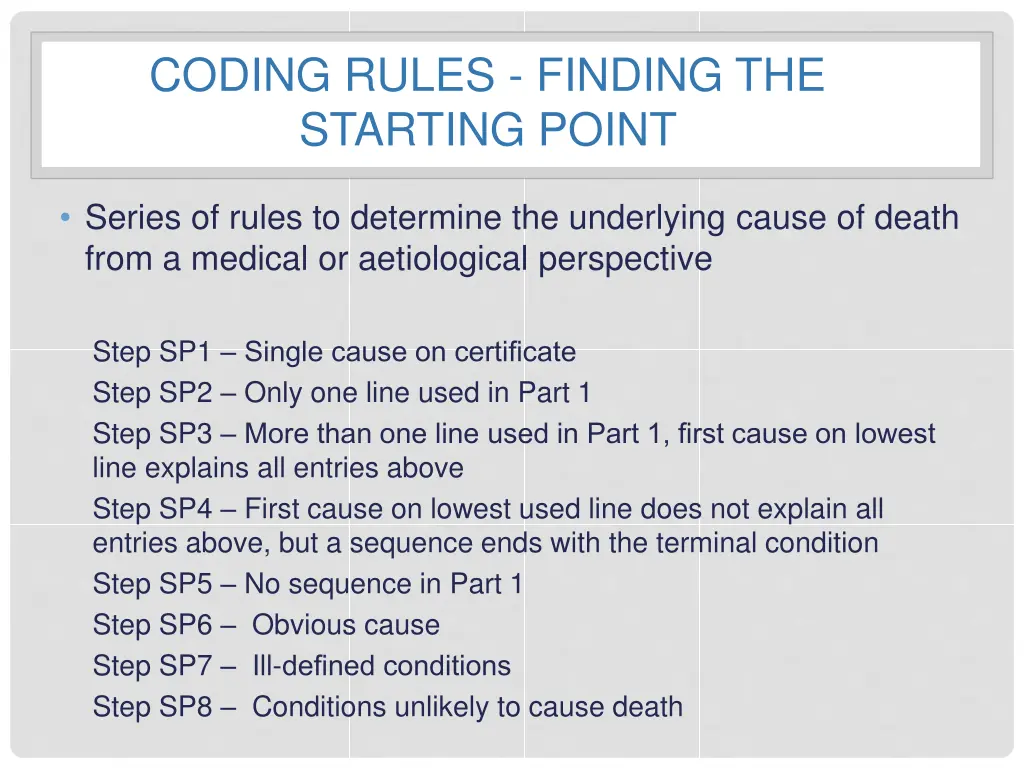 coding rules finding the starting point