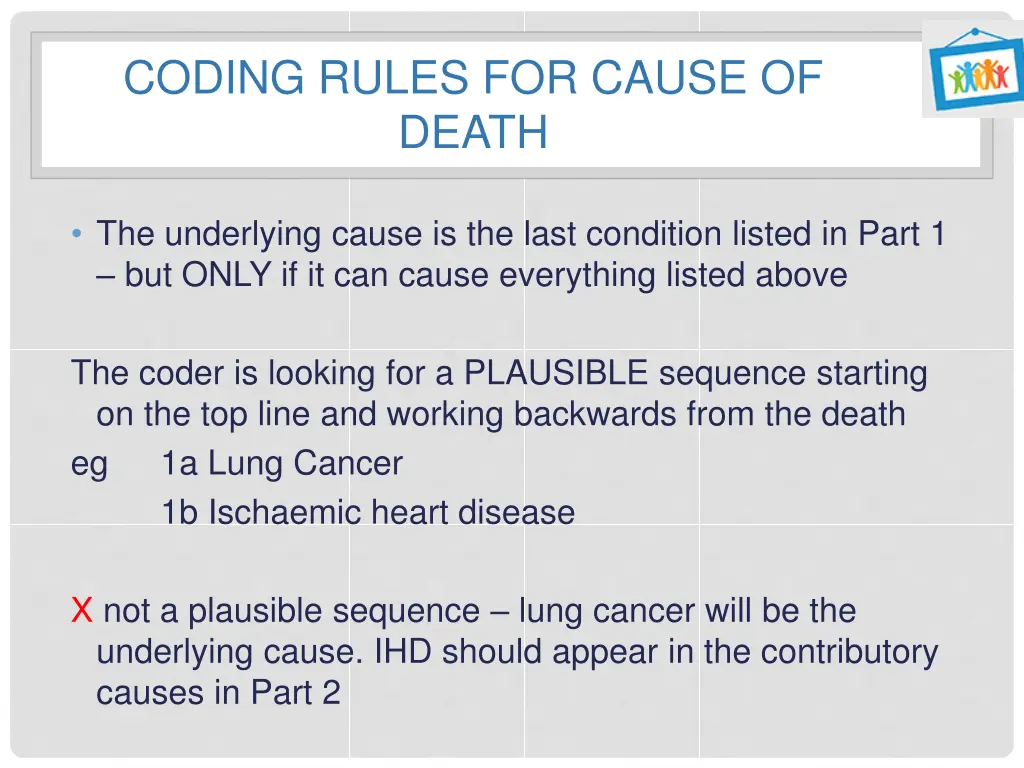 coding rules for cause of death