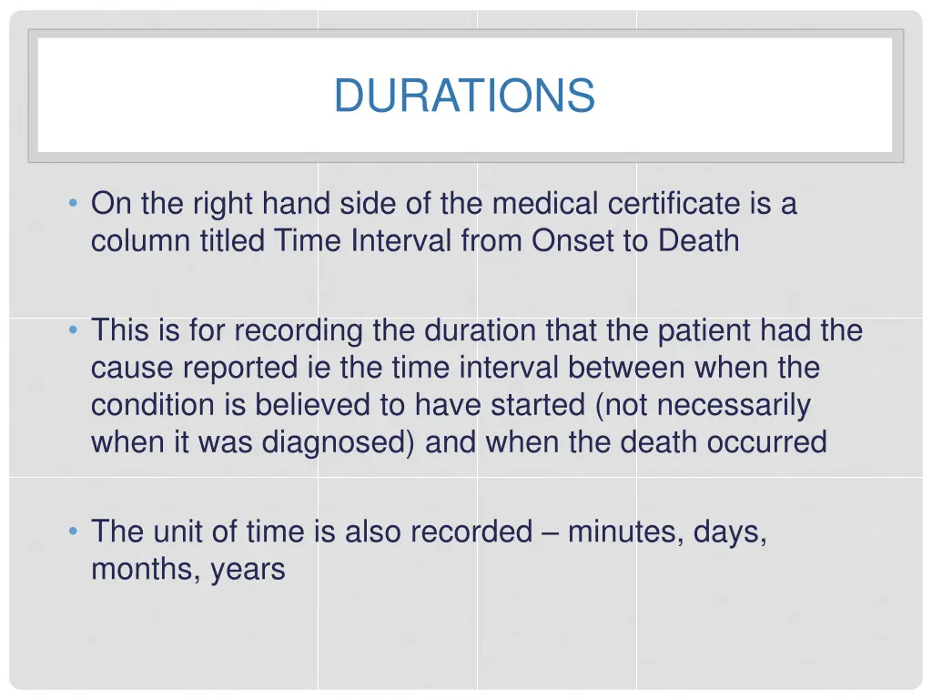 durations