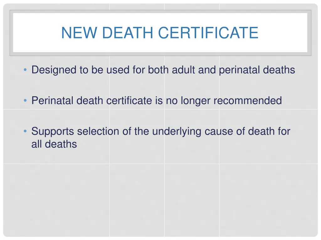 new death certificate