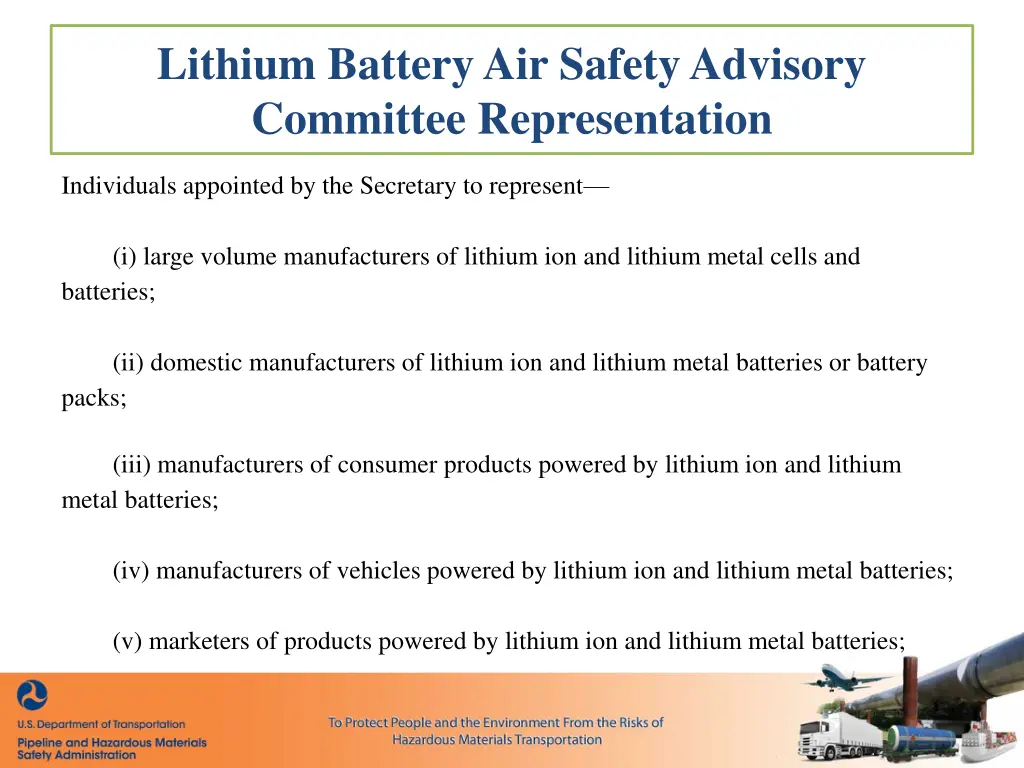 lithium battery air safety advisory committee