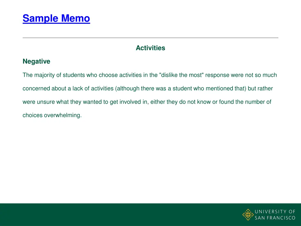 sample memo 1