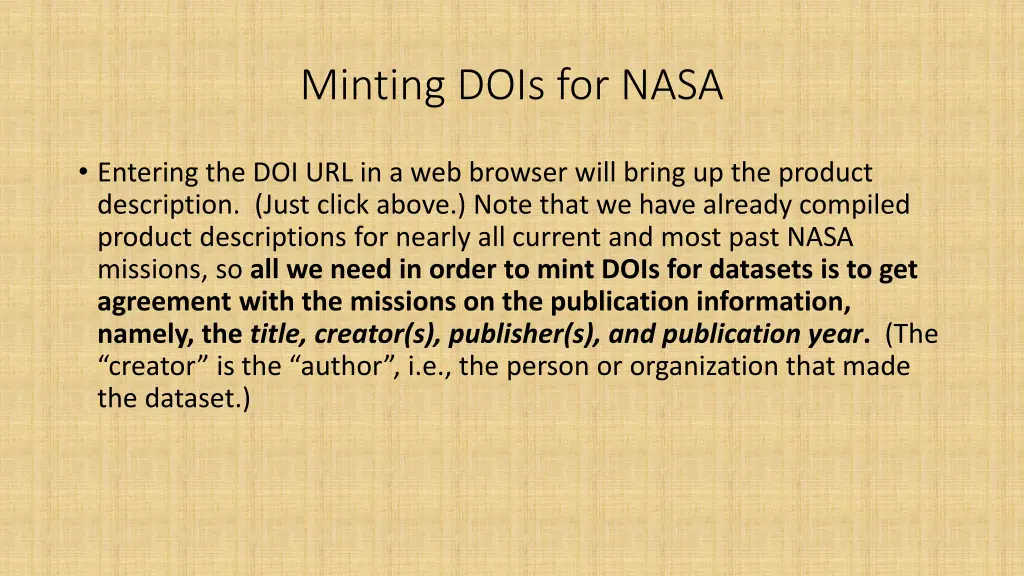 minting dois for nasa