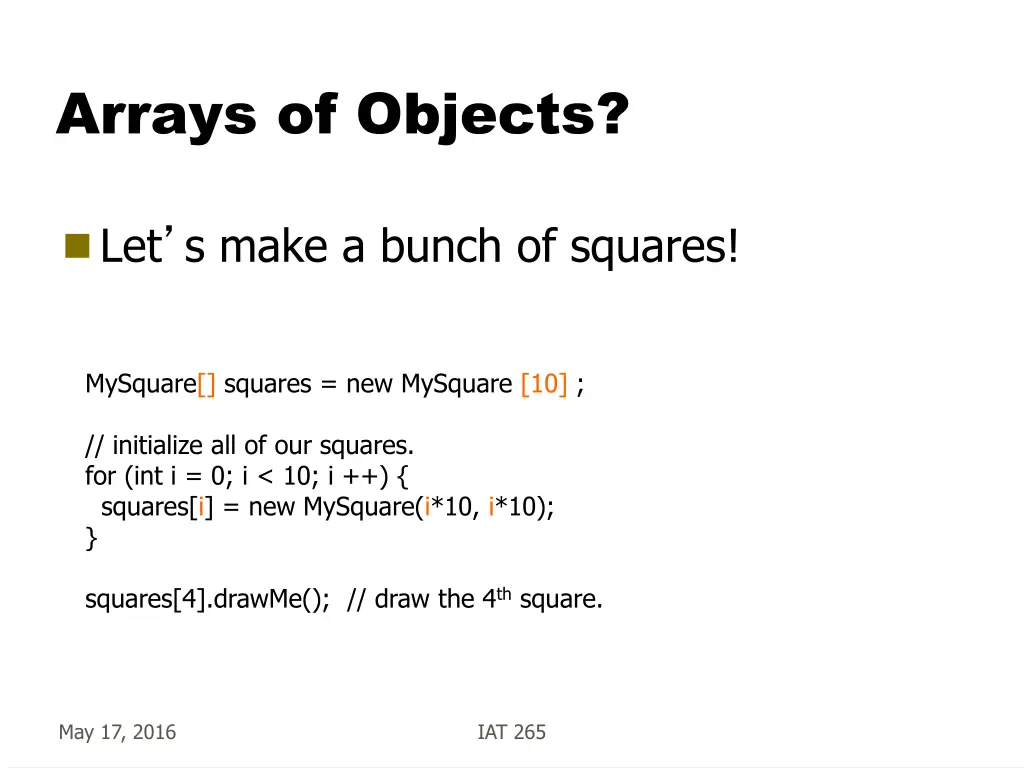 arrays of objects