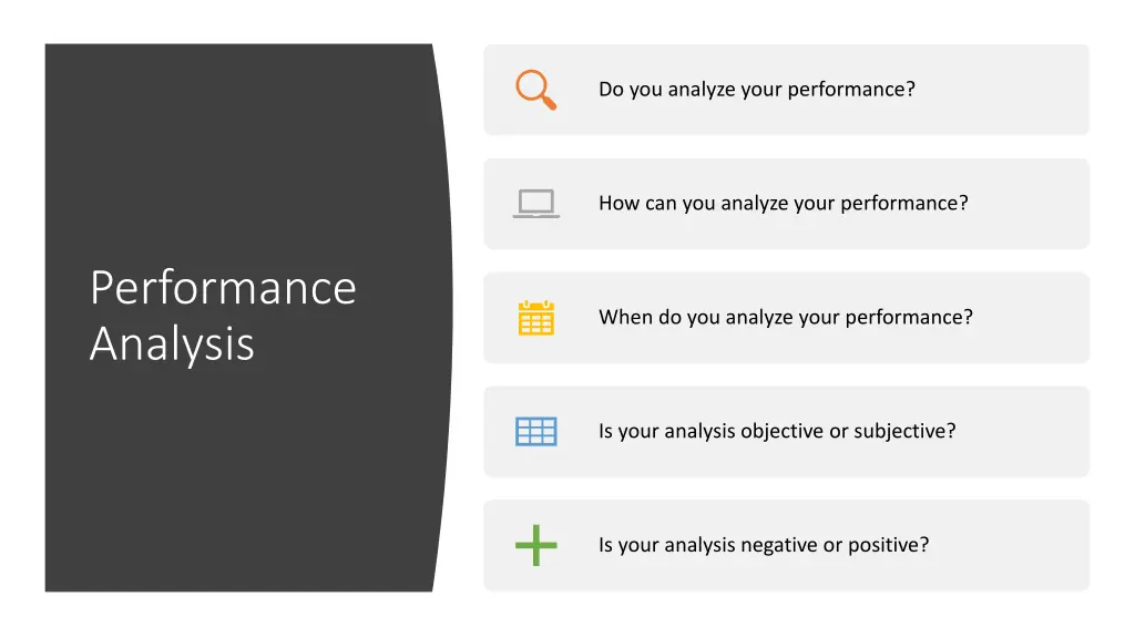 do you analyze your performance