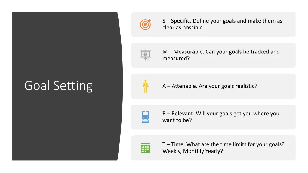 s specific define your goals and make them