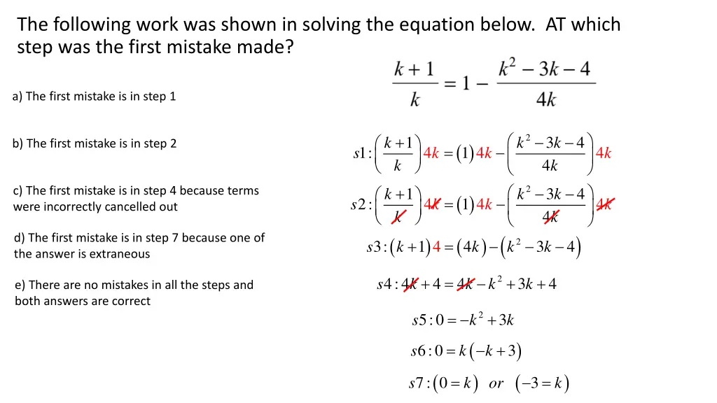 the following work was shown in solving
