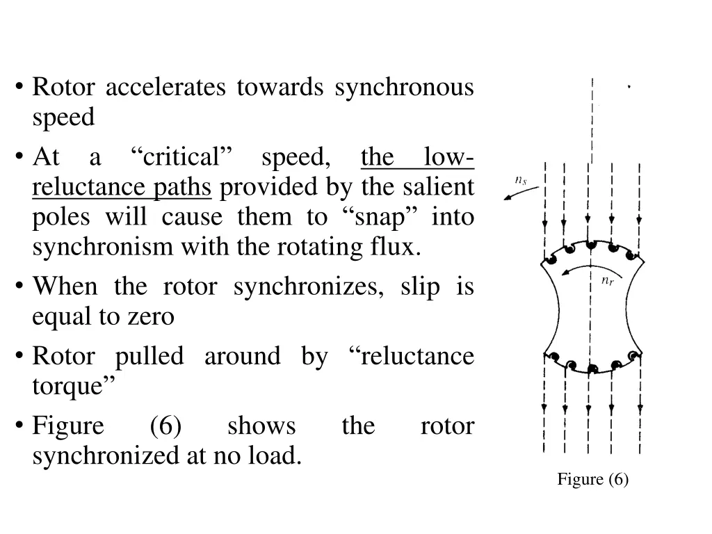 rotor accelerates towards synchronous speed