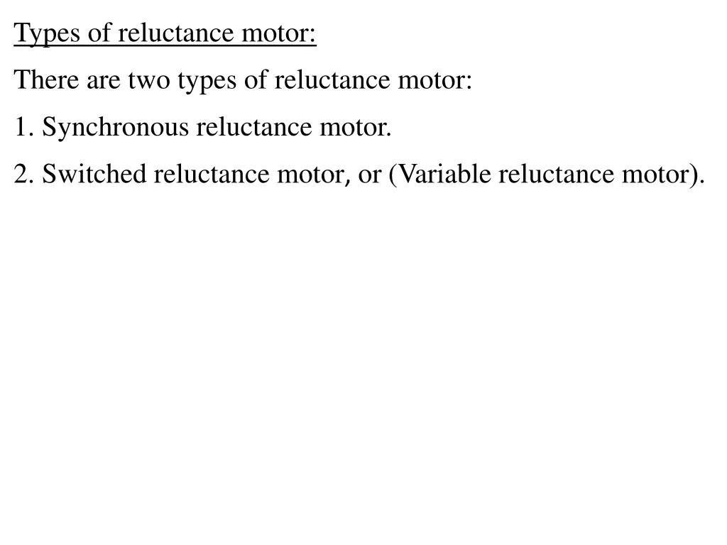 types of reluctance motor