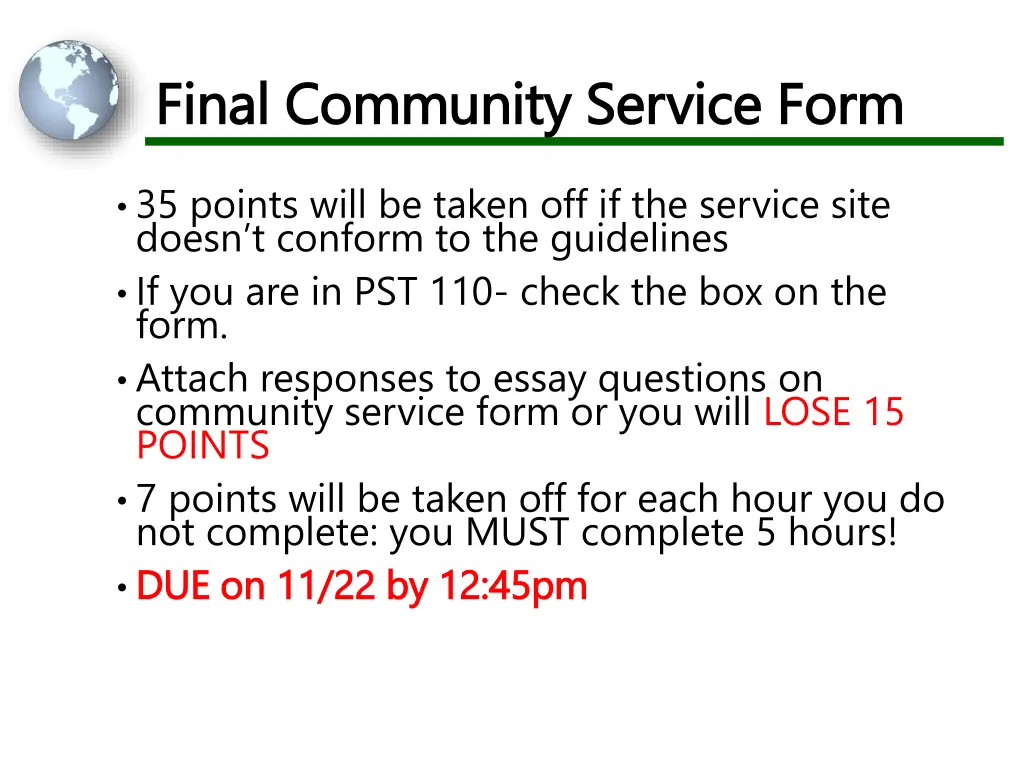 final community service form final community