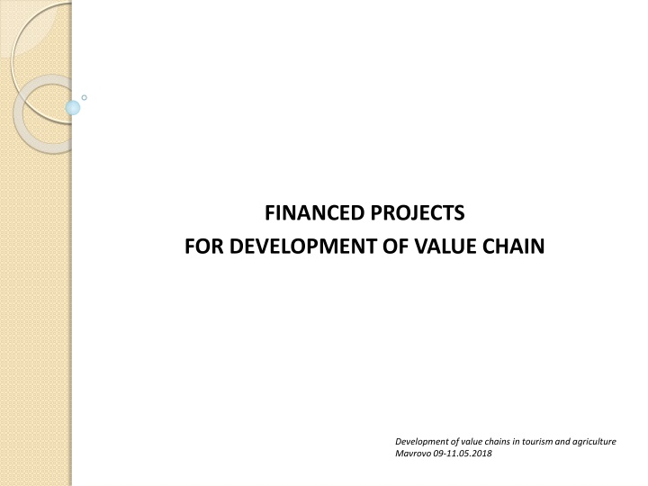 financed projects for development of value chain