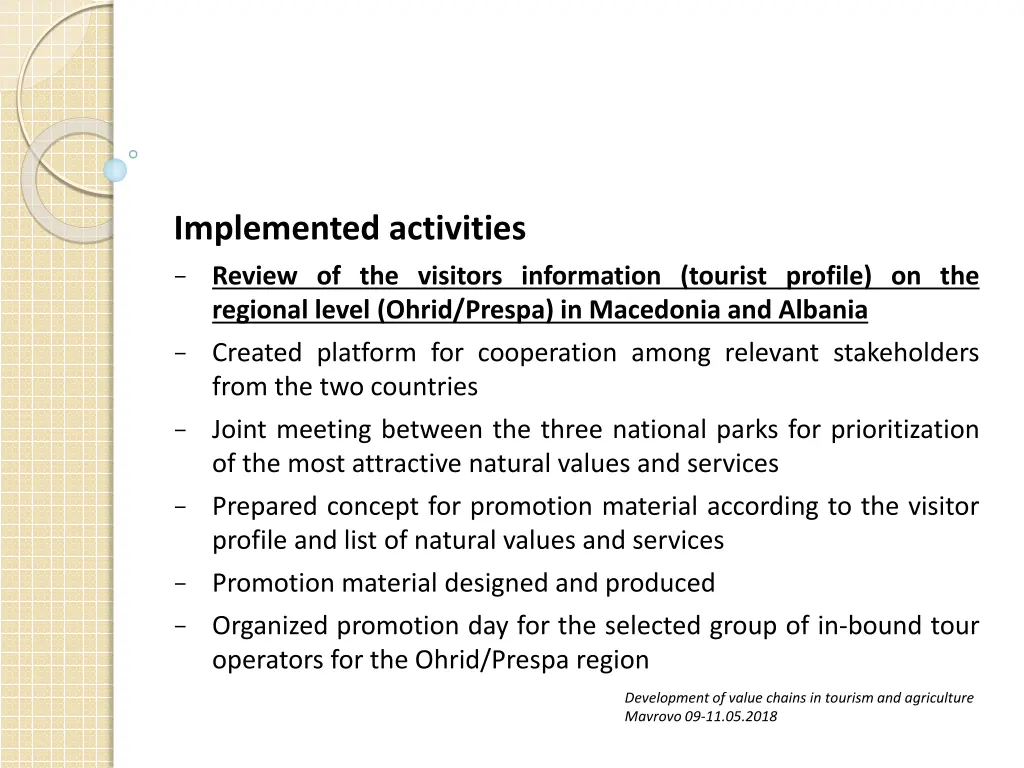 implemented activities
