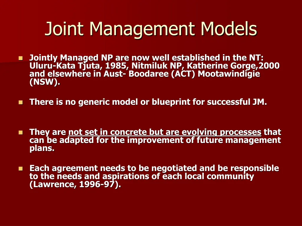 joint management models