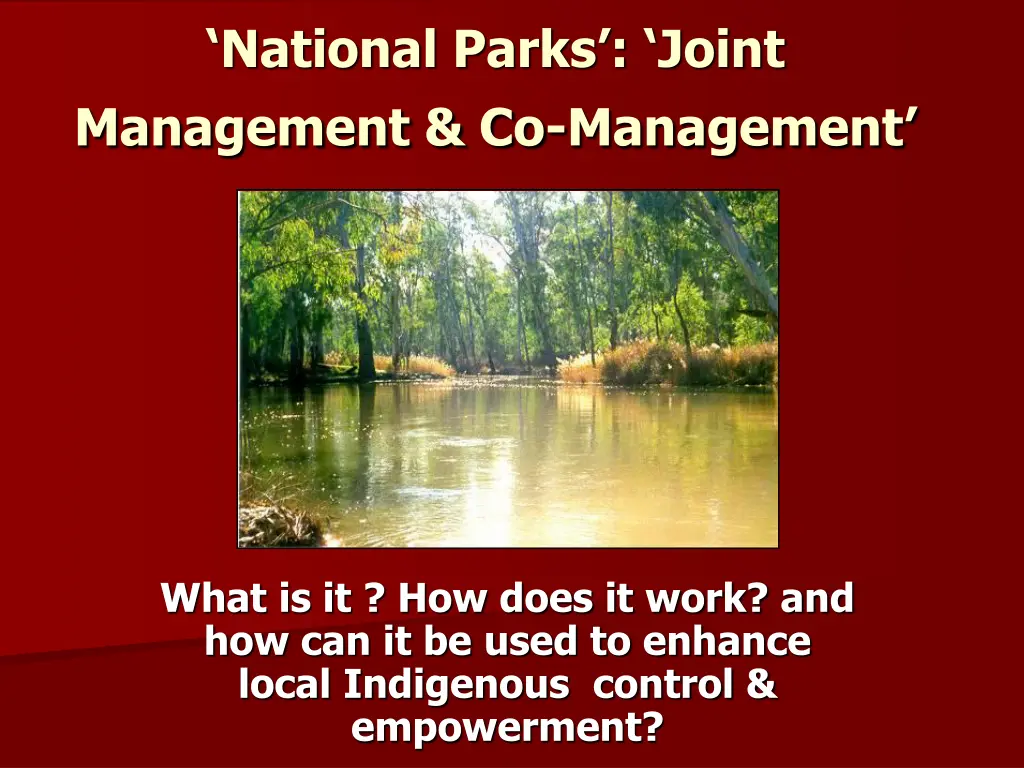 national parks joint management co management