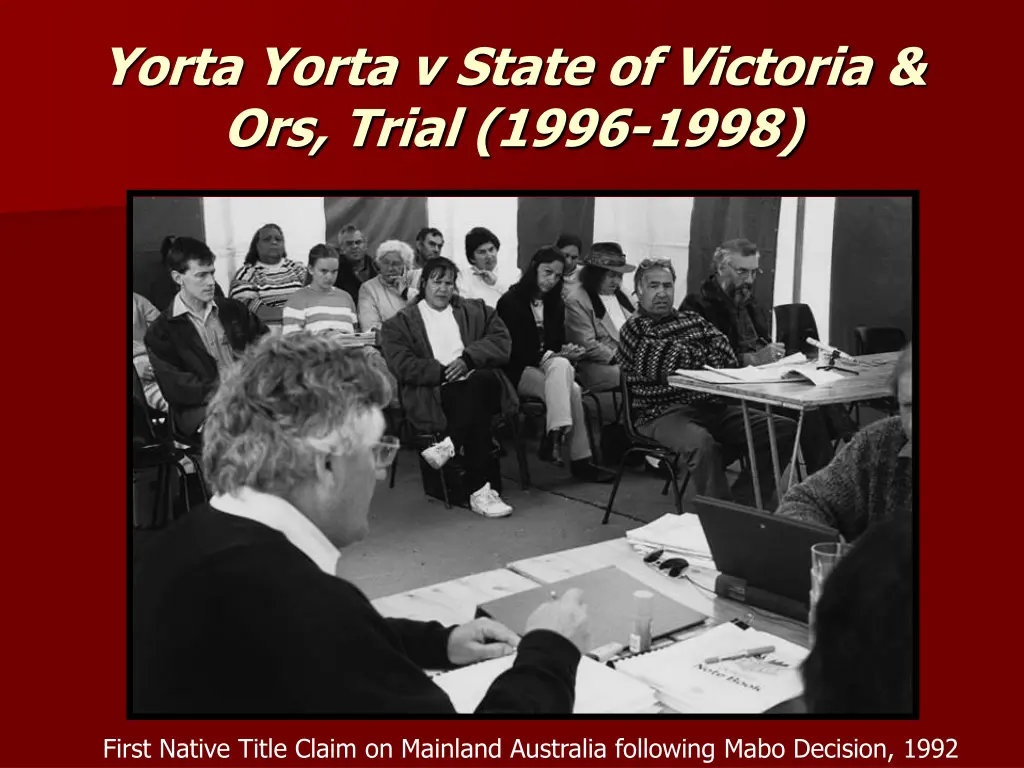 yorta yorta v state of victoria ors trial 1996