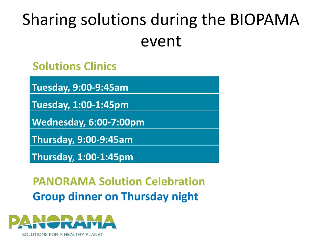sharing solutions during the biopama event