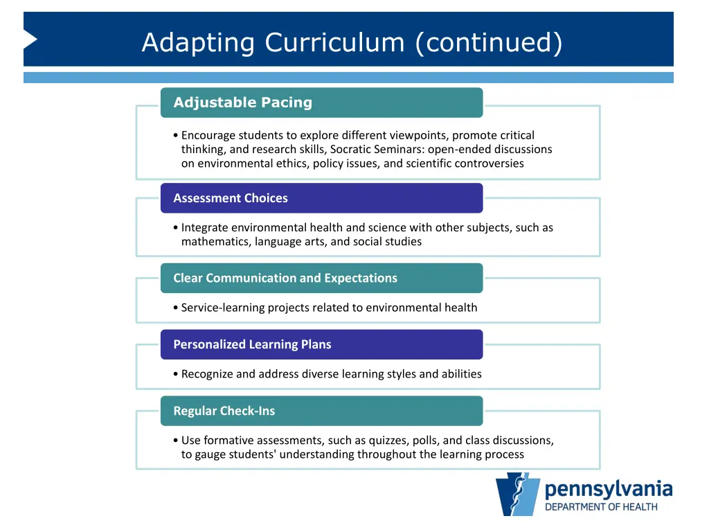 adapting curriculum continued
