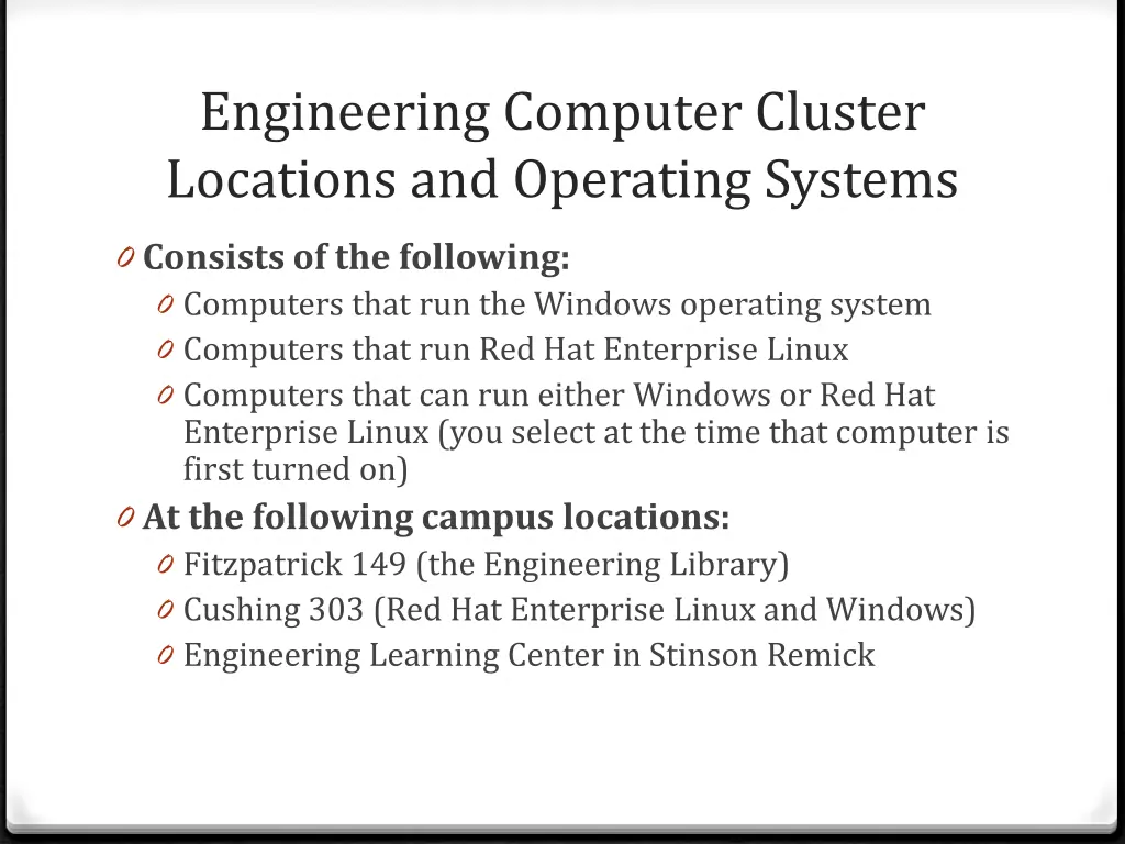 engineering computer cluster locations